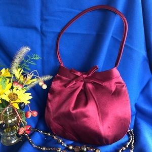 Burgundy satin evening bag